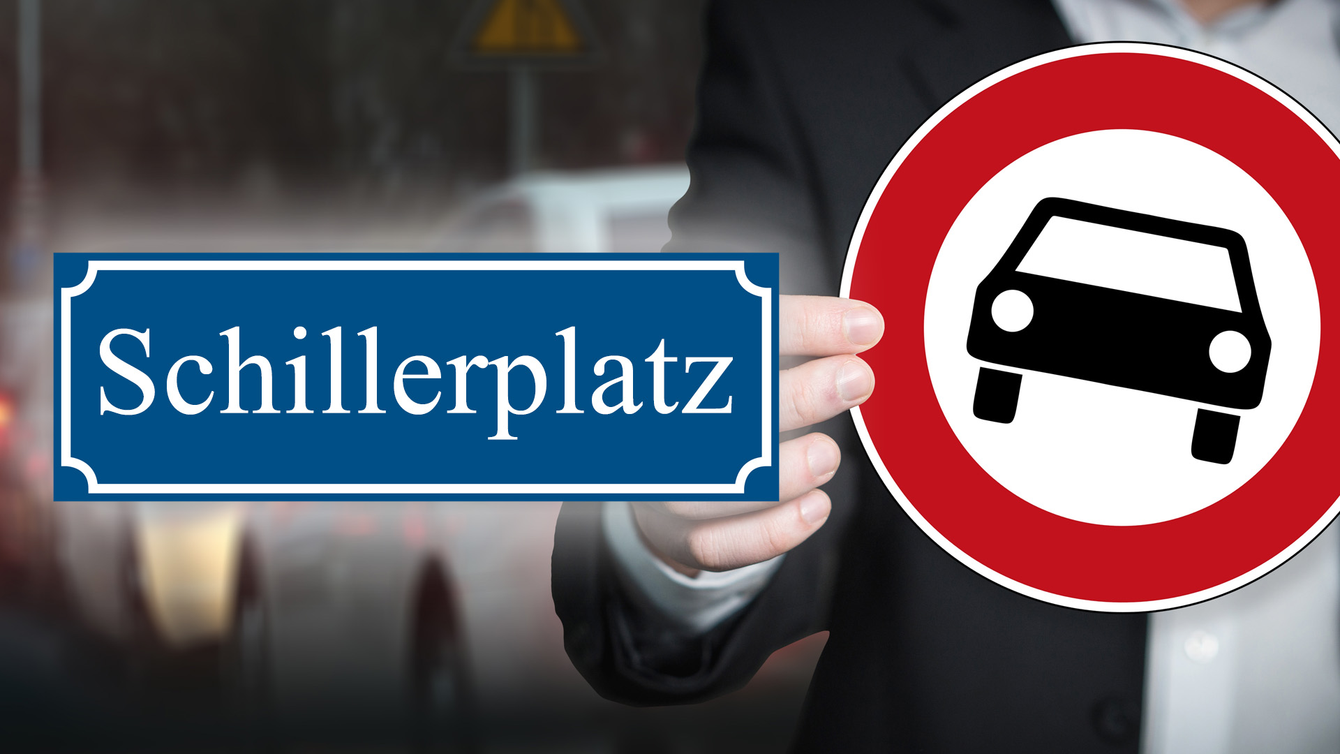 Schillerplatz Offenbach autofrei Verkehrsversuch beginnt